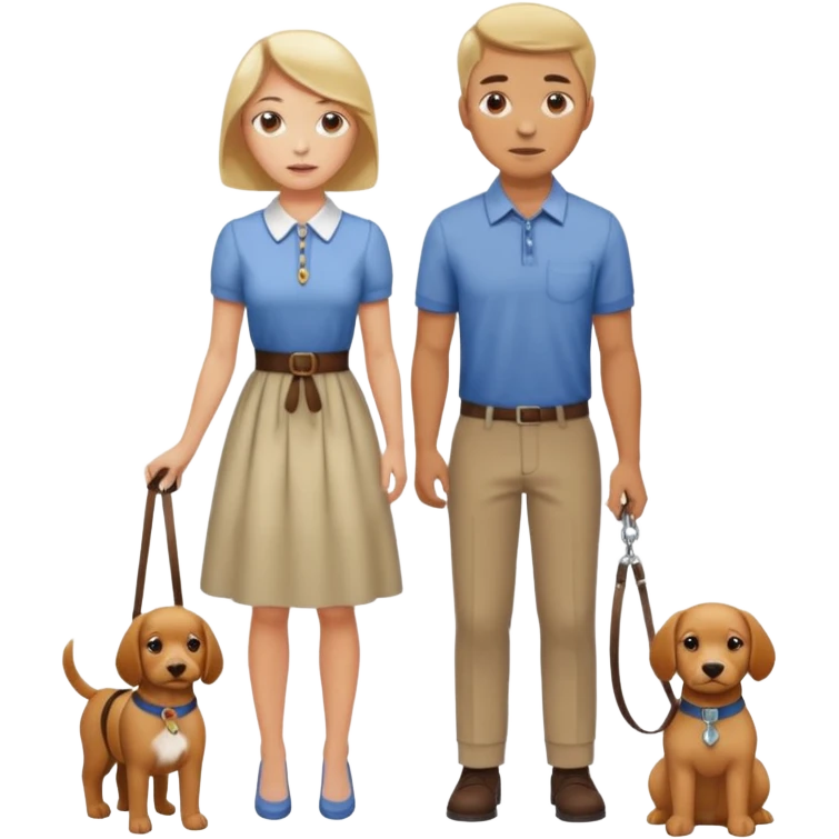Man on leash held by woman emoji