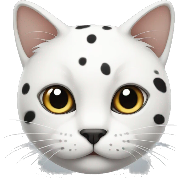 cat with a white face and black spots on its head emoji
