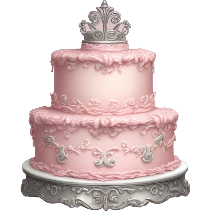 Vintage, highly detailed, rococo, Victorian, Birthday cake, light pink, silver emoji