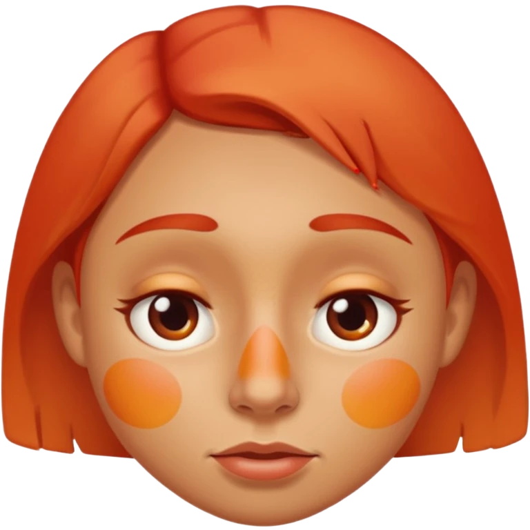 face with sunburn, red cheeks and nose, slightly pained expression emoji