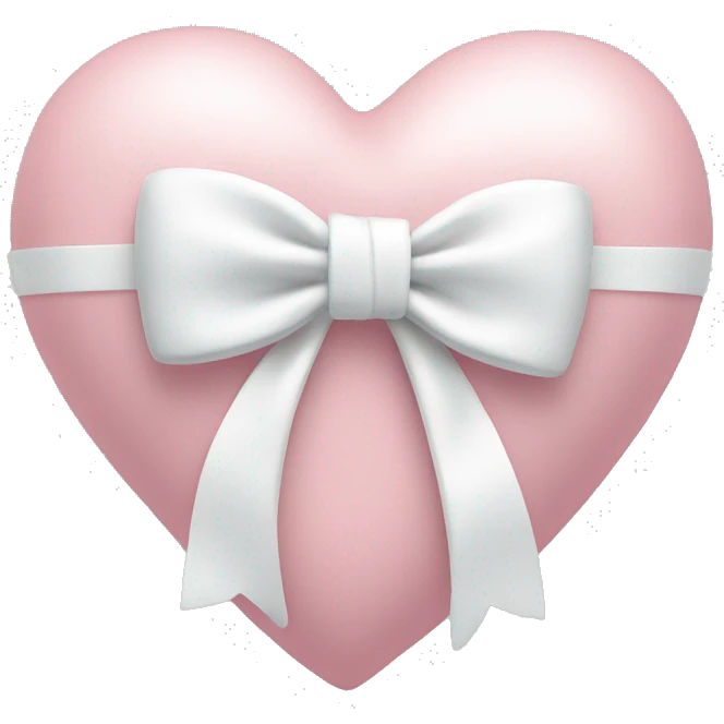 Pastel pink heart with white bow emoji