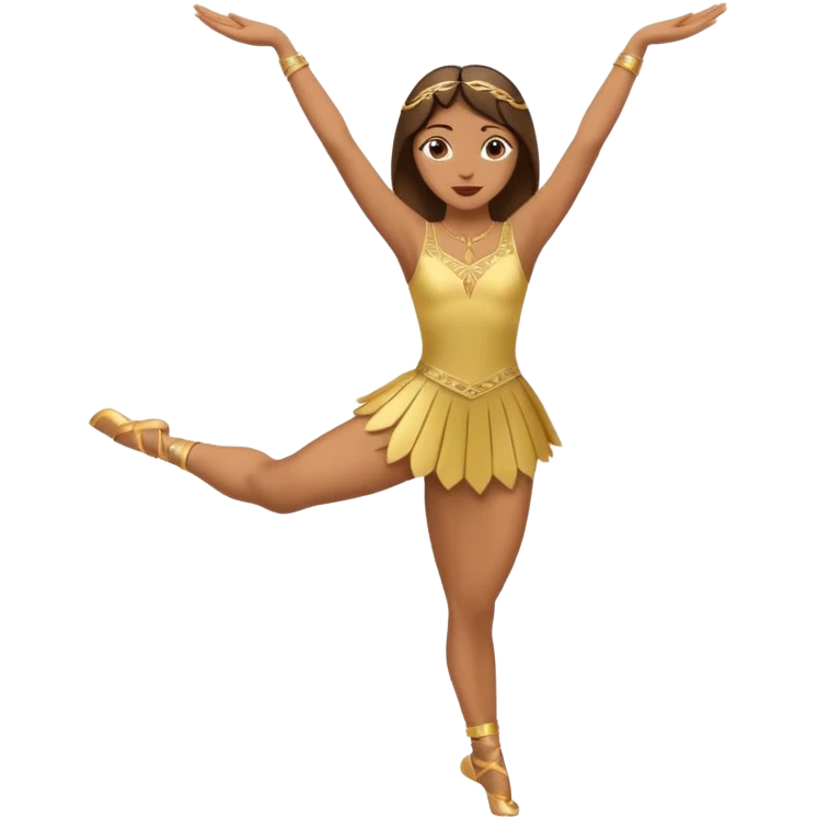 Danseuse avec les mains en l'air en haut avec Paume de mains vers l'extérieur, et une jambe sur la pointe des pieds et l'autre relevée, pliée et avec appui sur l'autre jambe.  emoji