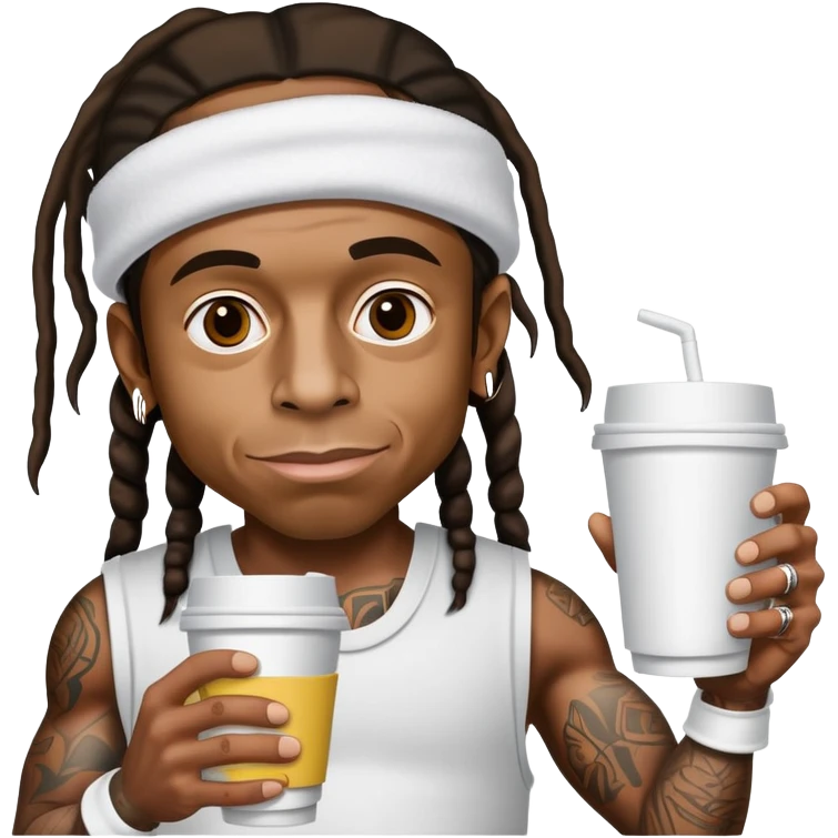 lil wayne holding a double cup with styrofoam cups stacked together emoji