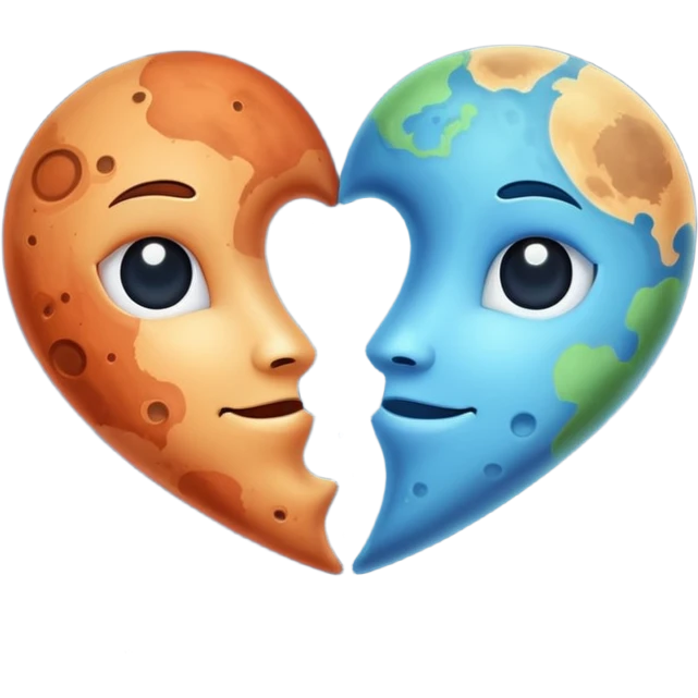 moon and mars heart emoji