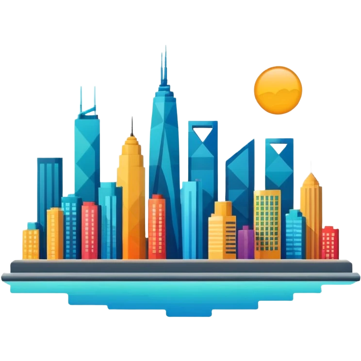 minimalist emoji of a megapolis with a skyline emoji
