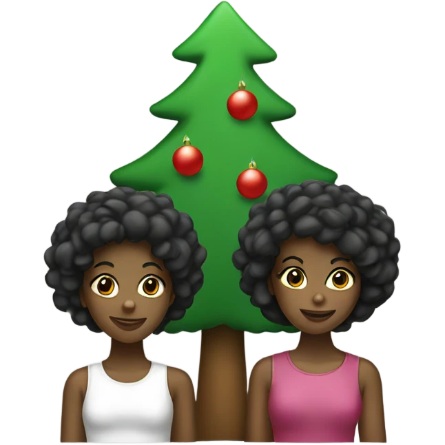 Two black girls Christmas tree emoji