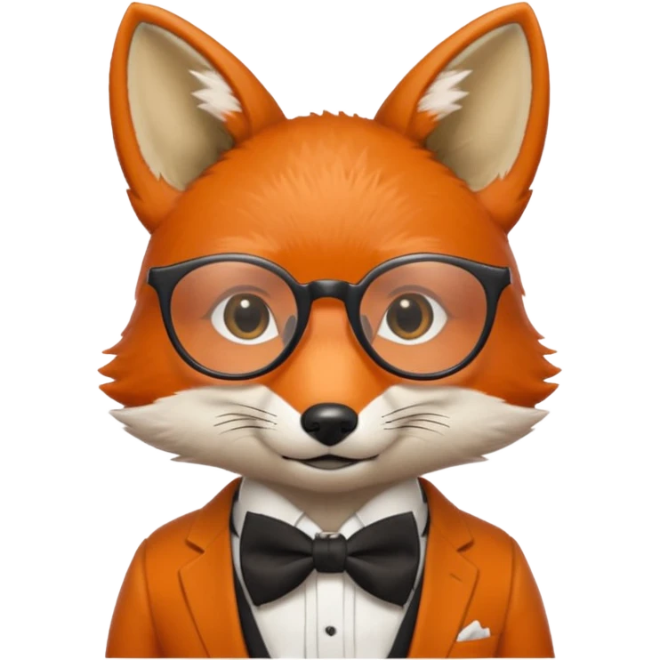Fox with round glasses and bow tie. emoji
