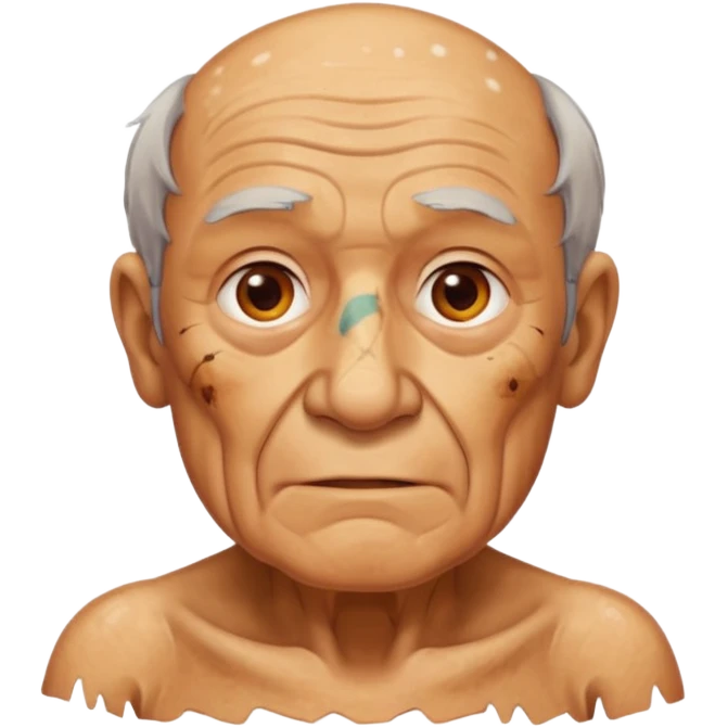 AN OLD MAN FULL OF BURNED MARKS BECAUSE OF COOKING OIL BUT ITS ON HIS BODY NOT FACE emoji