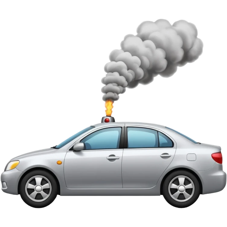 Car facing right with gas coming out sedan  emoji