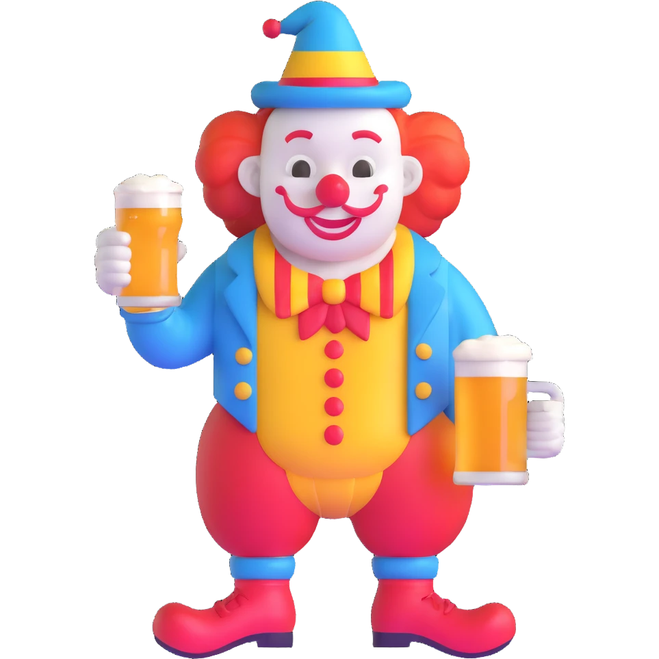 clown holding a beer emoji