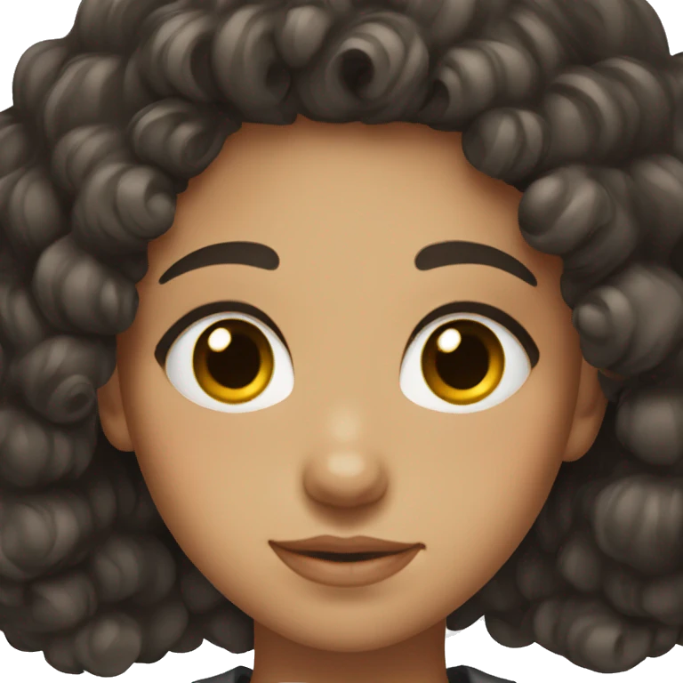 Girl with black curly hair and brown eyes emoji