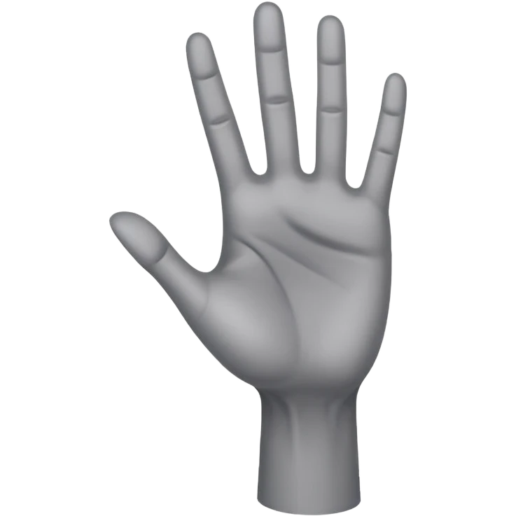 front angle view of a grey colored arm and 5-fingered hand reaching out emoji