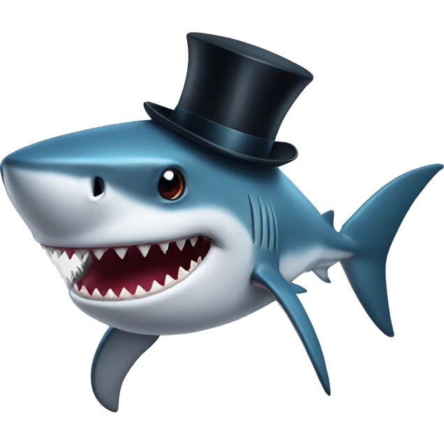 Shark with a top hat emoji