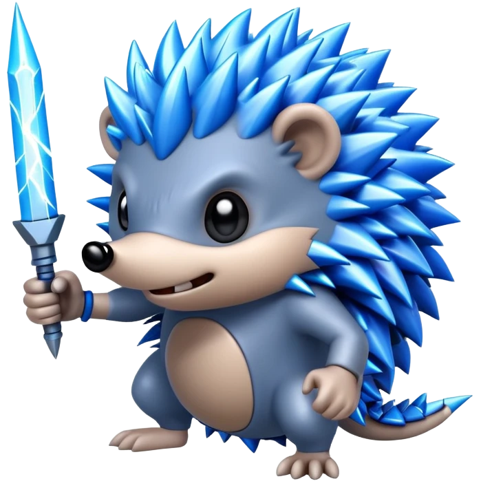 an electric hedgehog with sharp teeth, metal spikes, and strong arms emoji