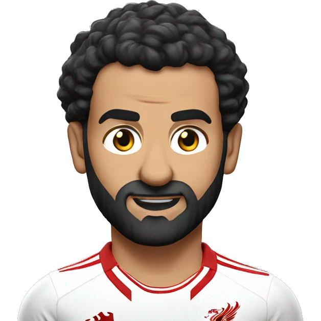Mohammed Salah in a Liverpool kit firing a bow emoji