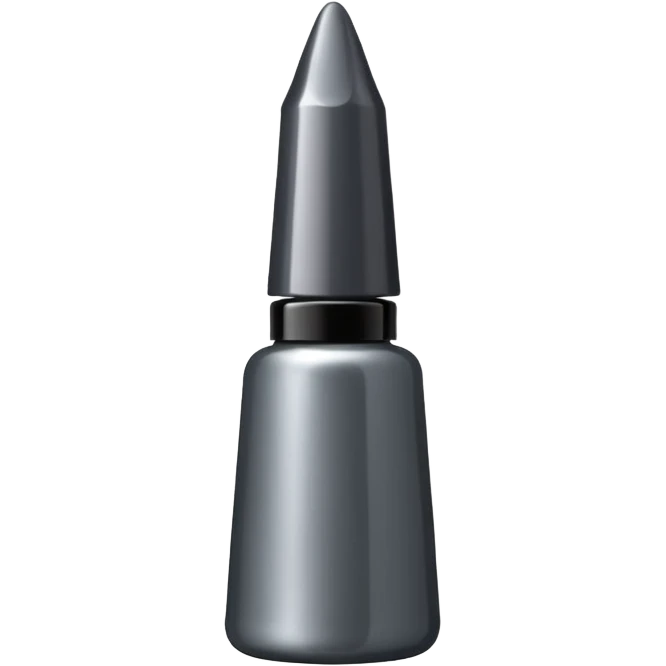 Dark grey metallic   nail polish bottle with a tall pointy cap emoji