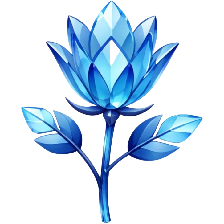 Blue crystal flower and stem emoji