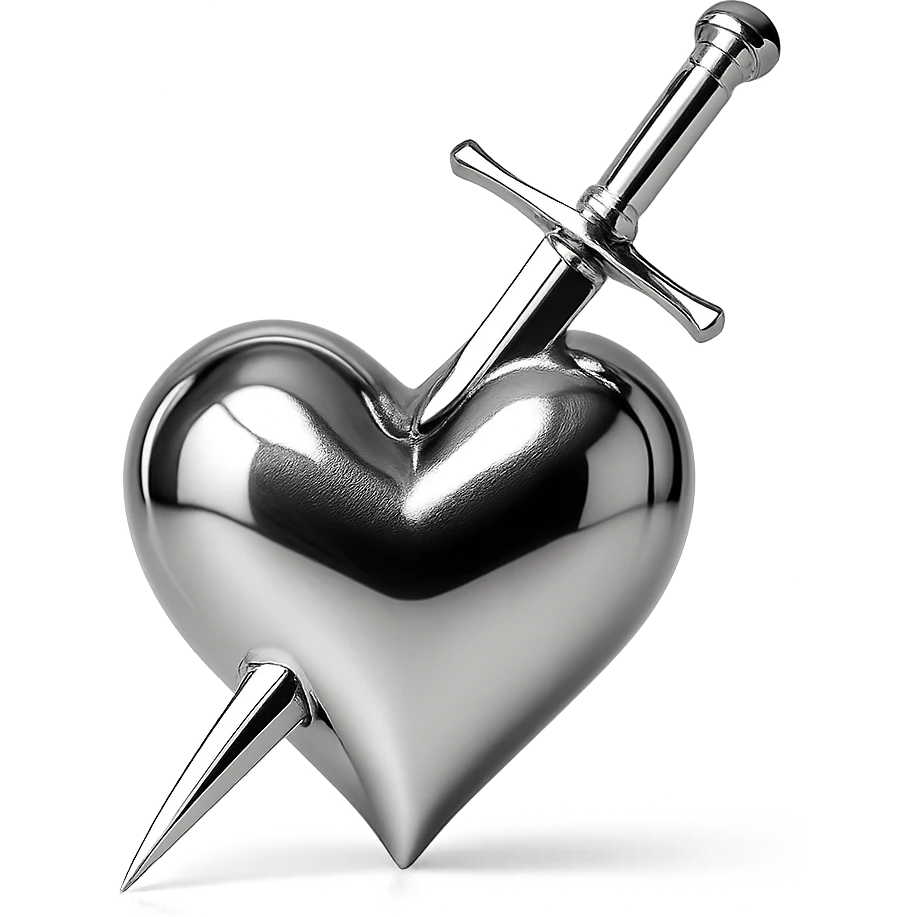 heart with sword, chrome style emoji