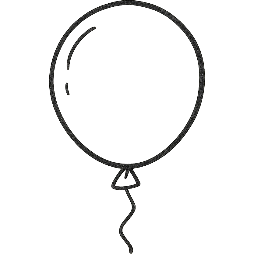 hand-drawn outlined balloon, playful emoji