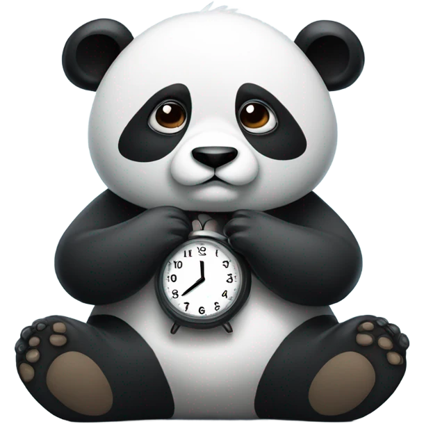 Panda sitting down sad with a clock emoji