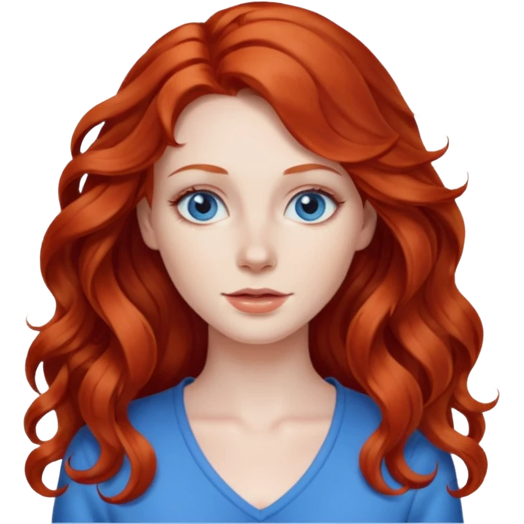 long redhead wavy hair woman back emoji