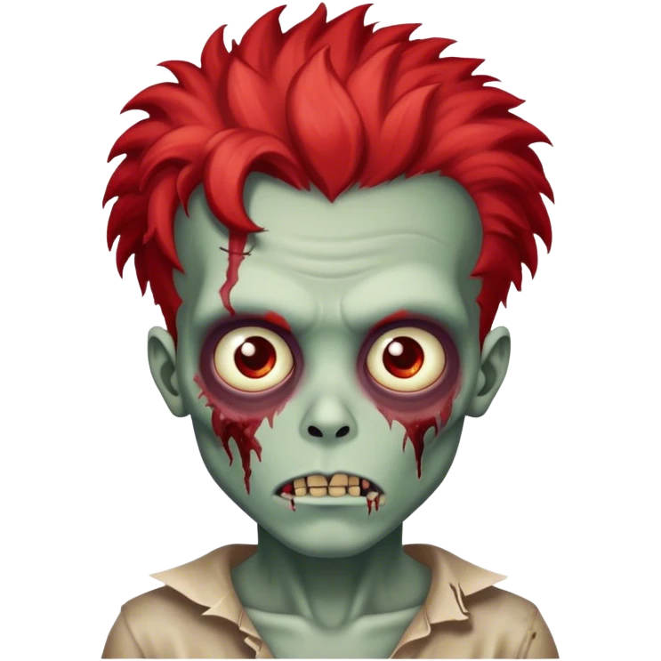 Zombie boy Red big hair Brown eyes emoji