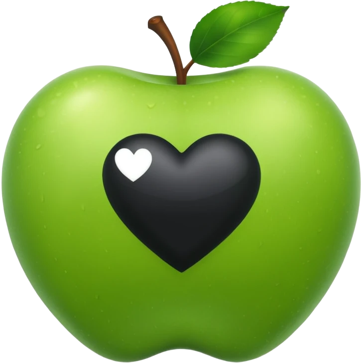 green apple emoji with a black heart in the middle, simple, no text emoji