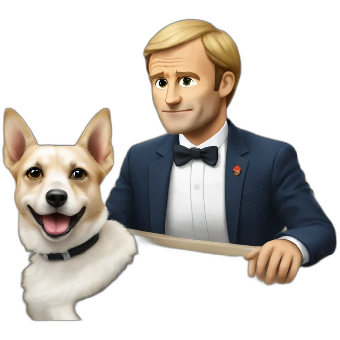 Macron sur un chien emoji