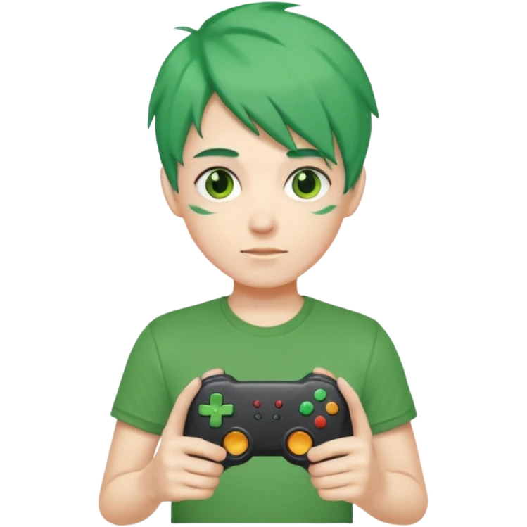 colored green hair gamer game pad controller emoji