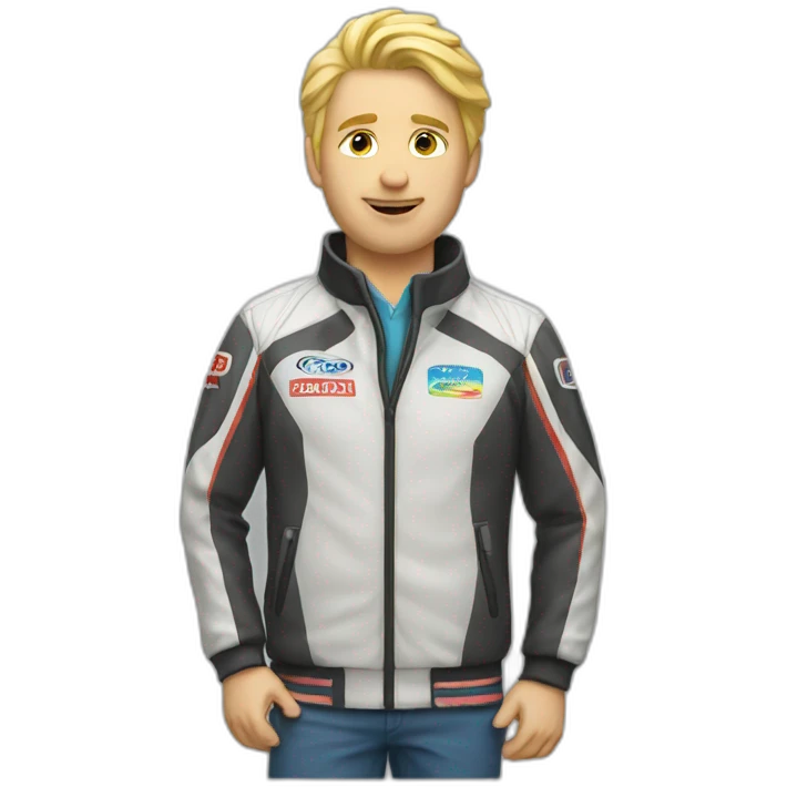 blond men with racing jacket emoji