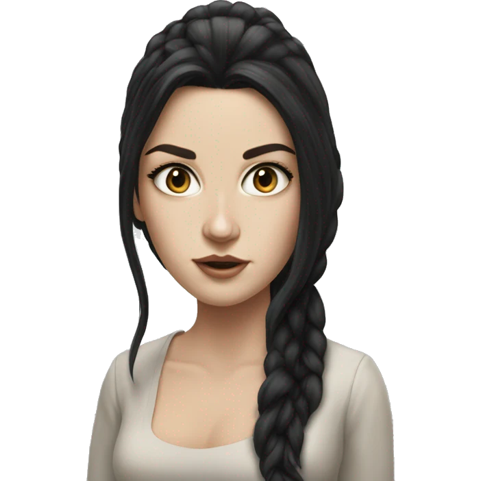 Hyper realism white girl with long black hair emoji