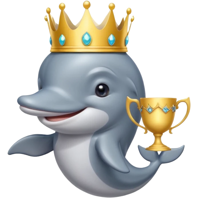 Ένα γλυκό δελφίνι με ένα στεμα και ένα κυπελο emoji