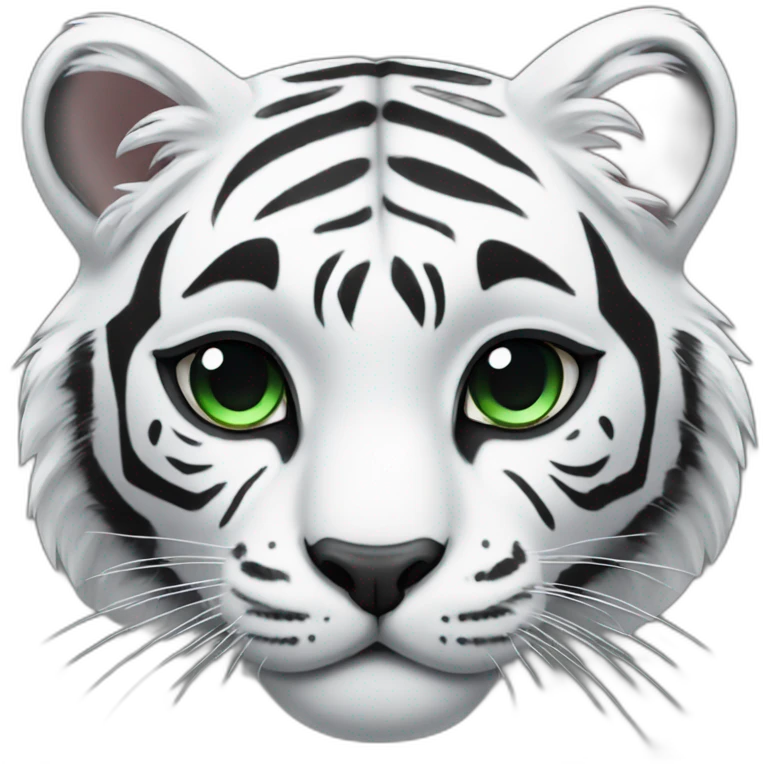 White tiger, with black stripes and green eyes. emoji
