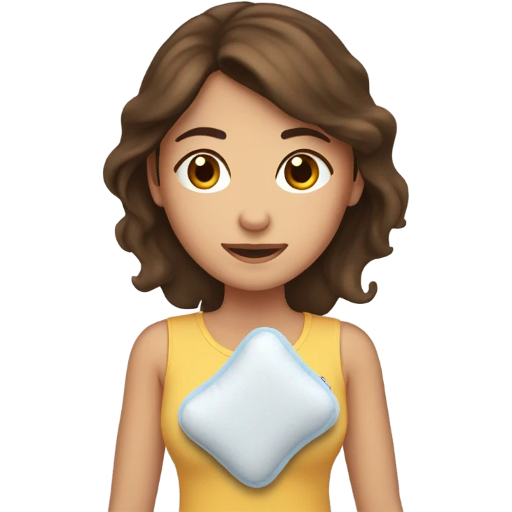 Brown hair Girl with heating pad  emoji