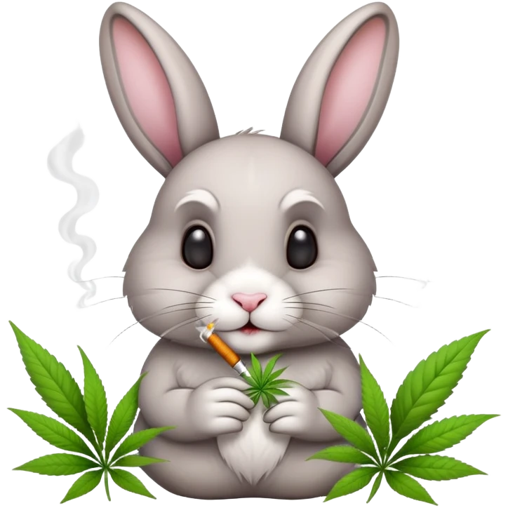 Bunny smoking marijuana with a spring flower theme with marijuana plants emoji