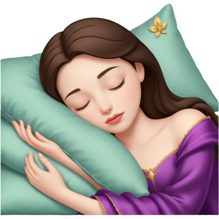 sleeping beauty brunette white girl with a silk pillow emoji