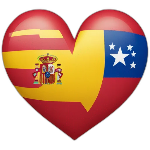 Heart with Spain flag and Venezuela flag emoji