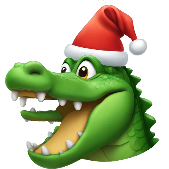 Alligator wearing Santa hat emoji