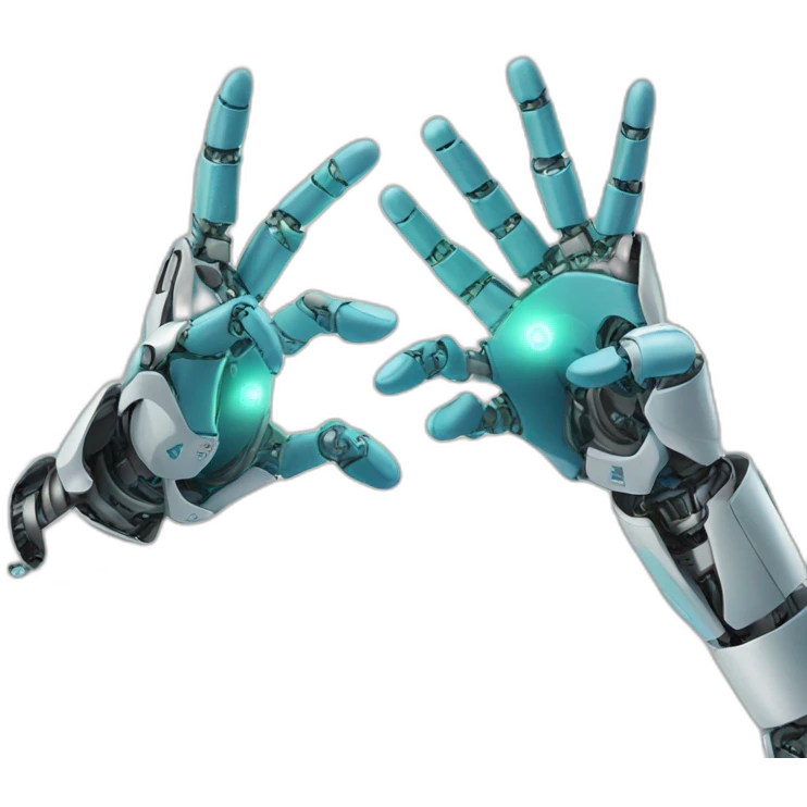 hands robot and human high-five each other emoji