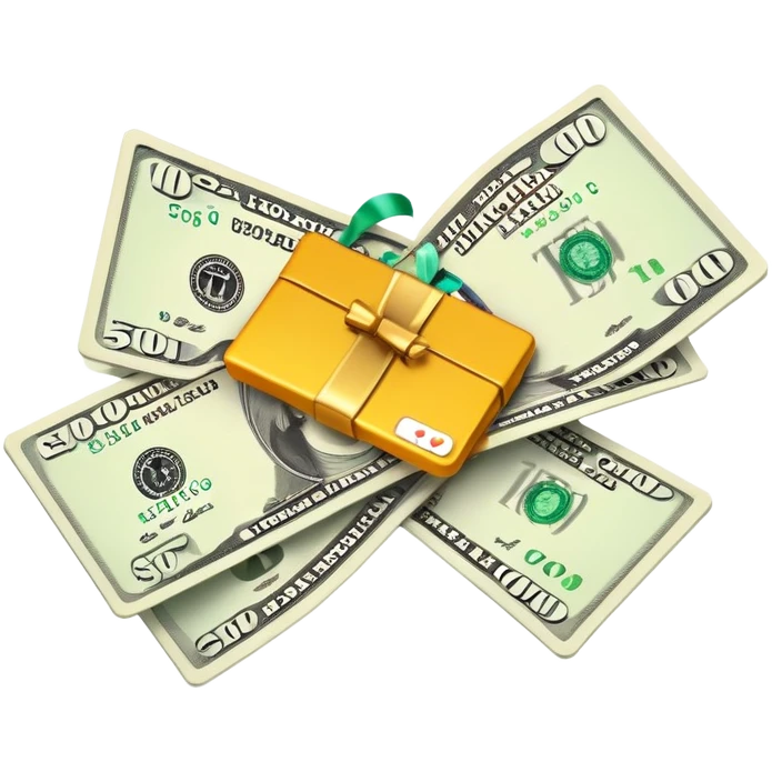 Gift card with money coming out of it emoji