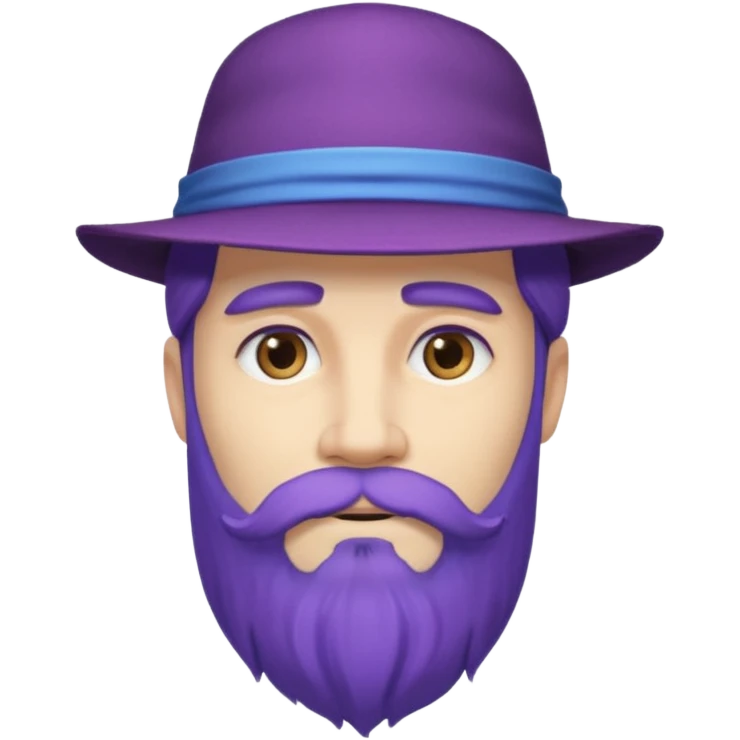 purple bearded, blue  long haired man with hat emoji
