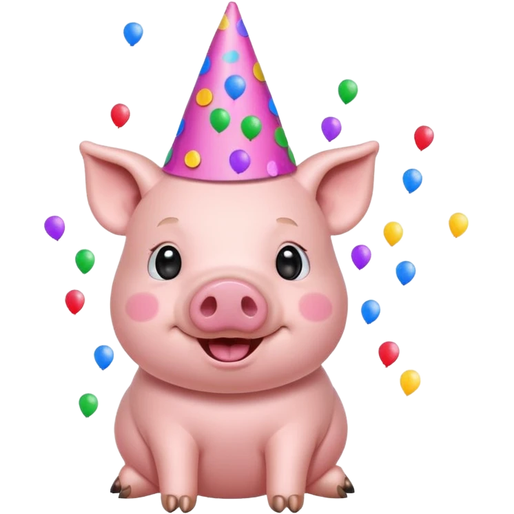 Party Pig – small pig with cone party hat and confetti emoji