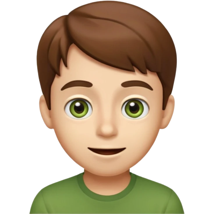 surprised emoji character of MatPat, wide eyes, brown hair, green shirt emoji