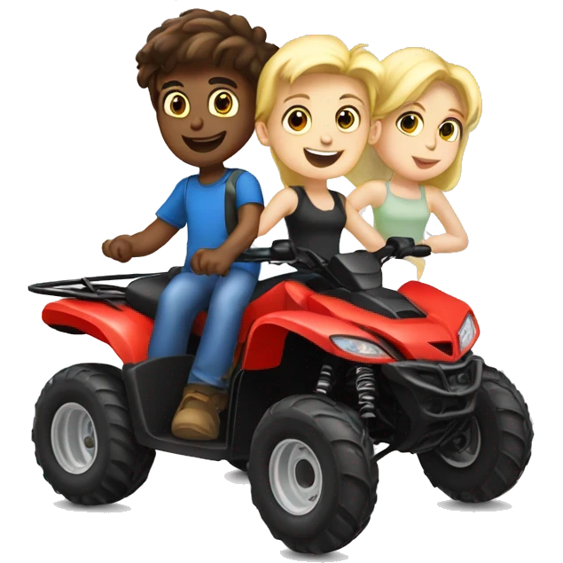 Quad bike with blonde boy and brunette boy emoji