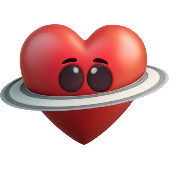 3d heart shape Saturn emoji