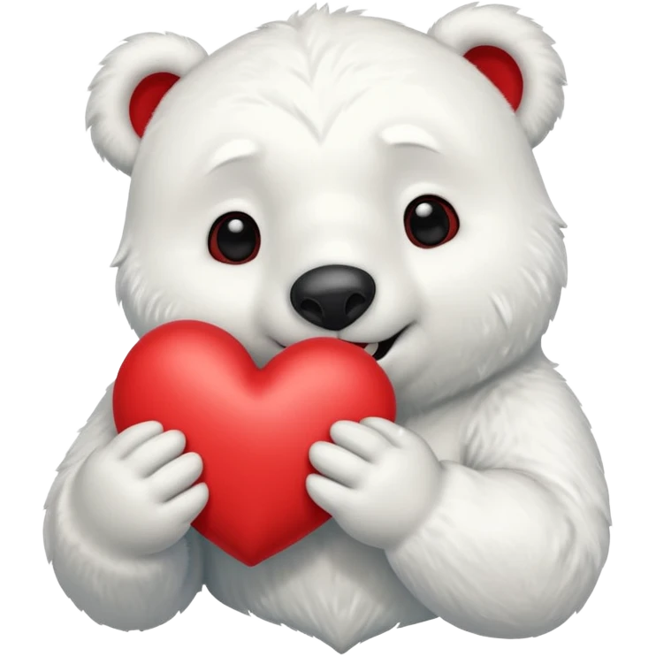 Create an animated polar bear mascot , squeezing a large red heart emoji