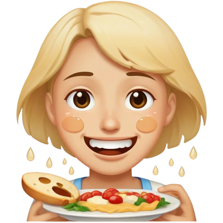 Happy tears and hungry emoji with food emoji