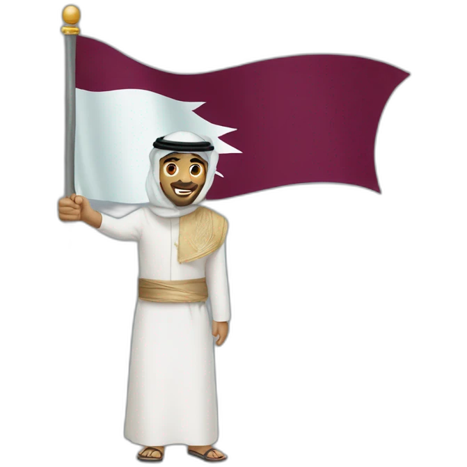 Arabic men holding Qatar flag emoji