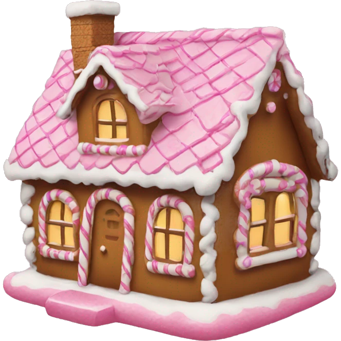 A pink gingerbread house emoji
