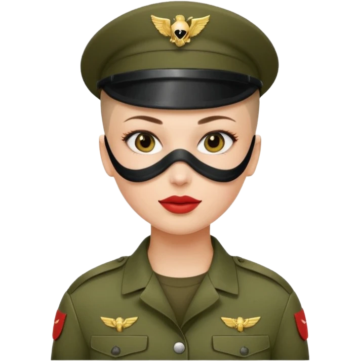 woman soldier with hair style wearing mouth mask emoji